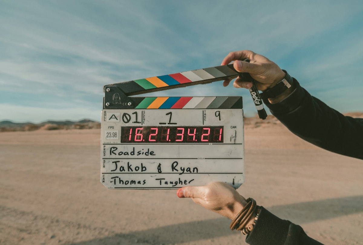 Film production — on set with a clapperboard